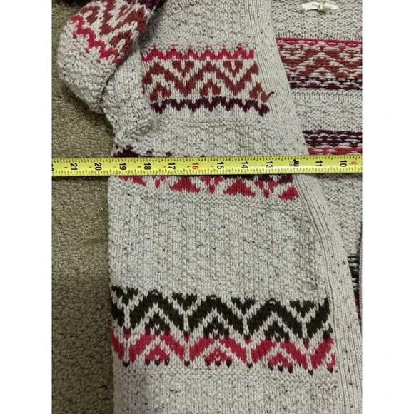 MAURICES Women Sweater Neutral Cardigan Chunky Open Knit Wool Blend Aztec Medium - Picture 8 of 9